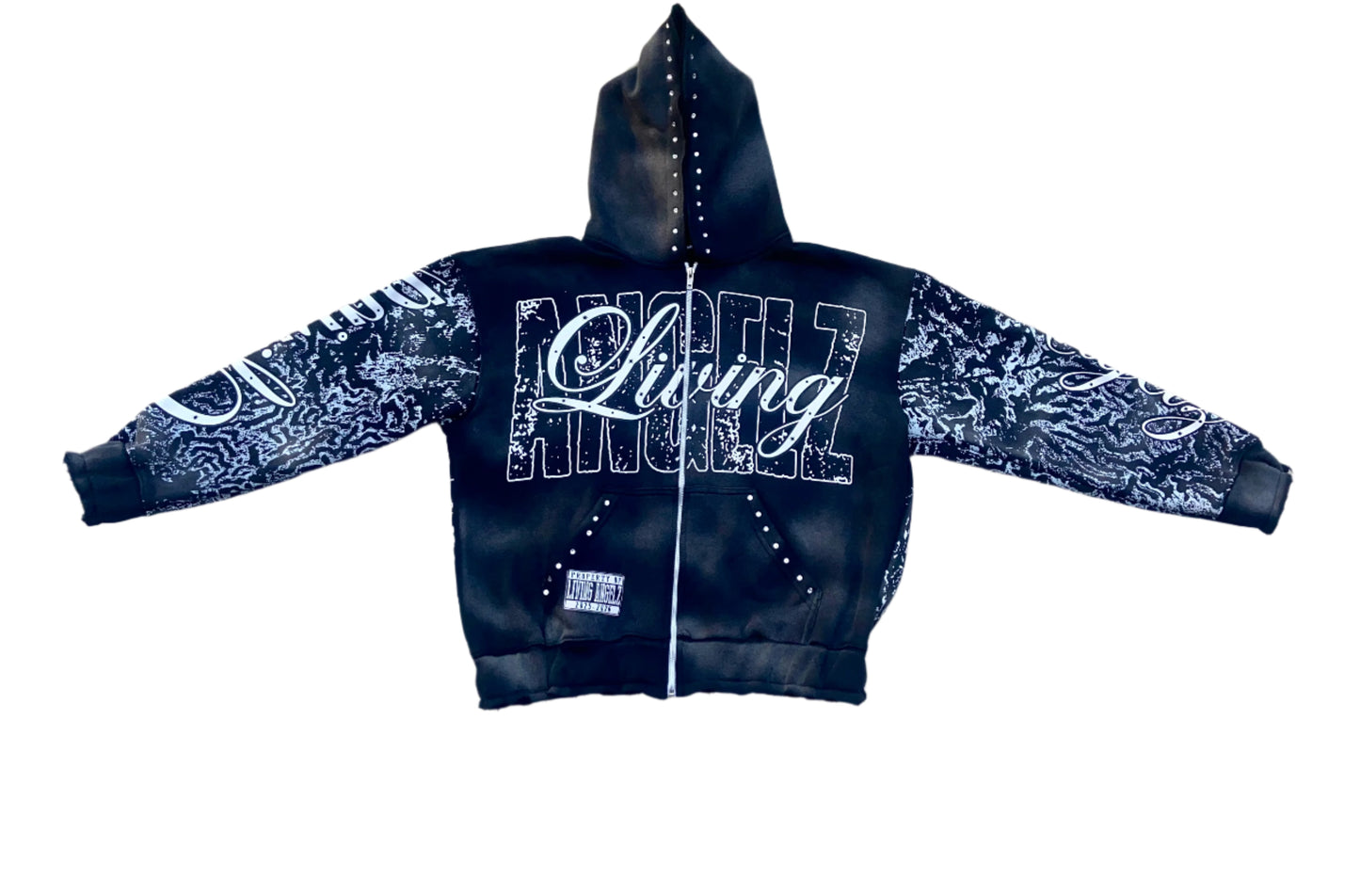 "Living Angelz" Black Zip Up