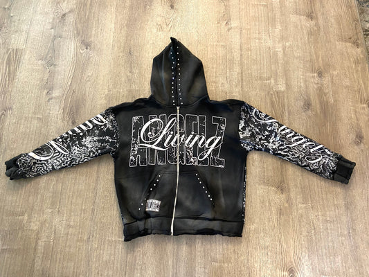 "Living Angelz" Black Zip Up